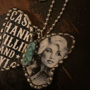 Dolly Parton Butterfly pendant with turquoise